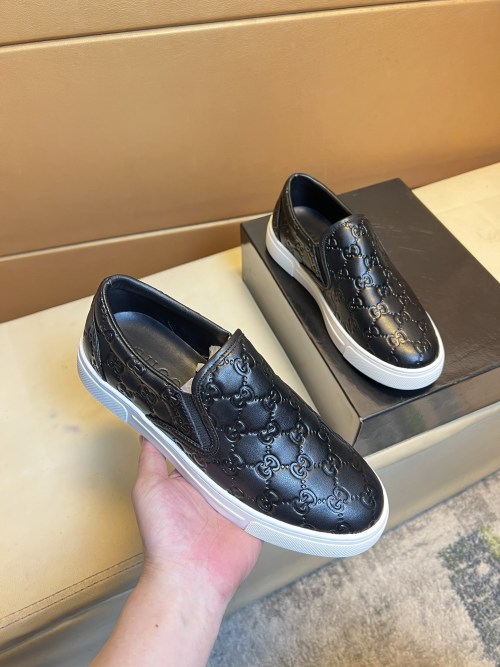 Gucci Men's Black Leather GG Embossed Slip-On Sneakers Size 38-44 1 Gucci Men's Black Leather GG Embossed Slip-On Sneakers Size 38-44