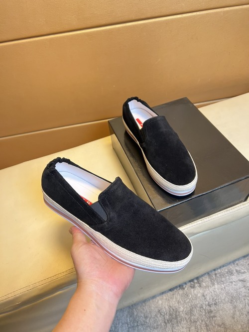 Prada Men's Black Suede Slip-On Sneakers - Comfortable & Stylish 1 Prada Men's Black Suede Slip-On Sneakers - Comfortable & Stylish