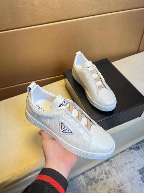 Prada Men's White Leather Sneakers Comfortable Original Loafers Size 38-44 1 Prada Men's White Leather Sneakers Comfortable Original Loafers Size 38-44