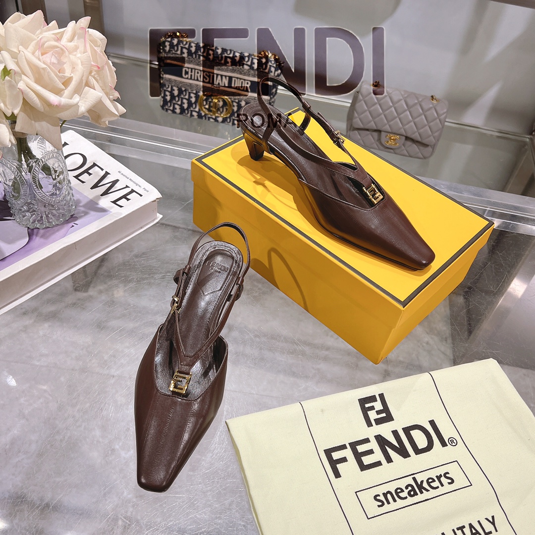 Fendi FFold Eel Skin Square Toe Slingback Heels Sandals with FF Detailing 6 i1732952382 782 6