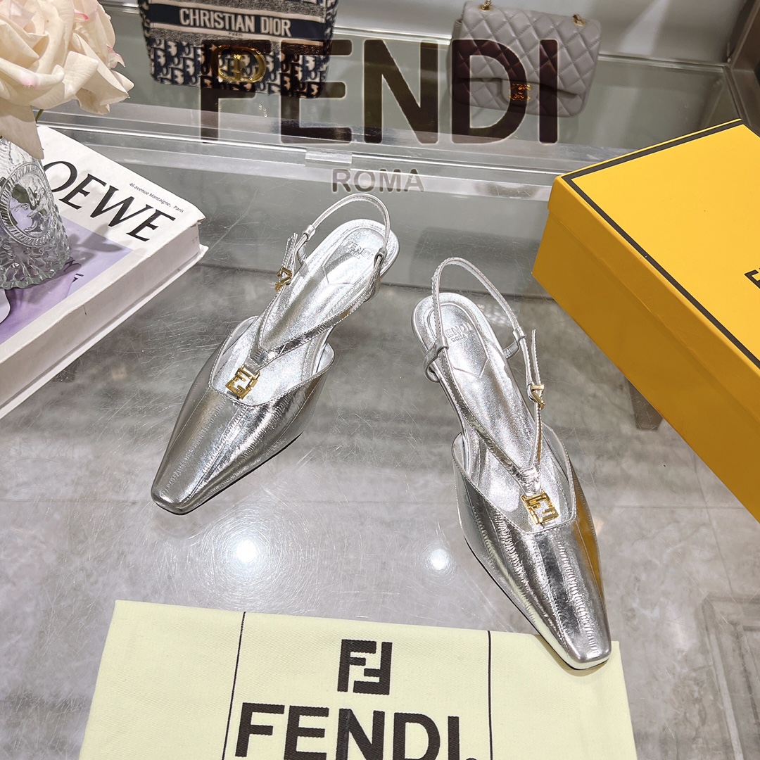Fendi FFold Square-Toe Slingback Heels in Metallic Eel Skin Leather 4 i1732952477 7989 0