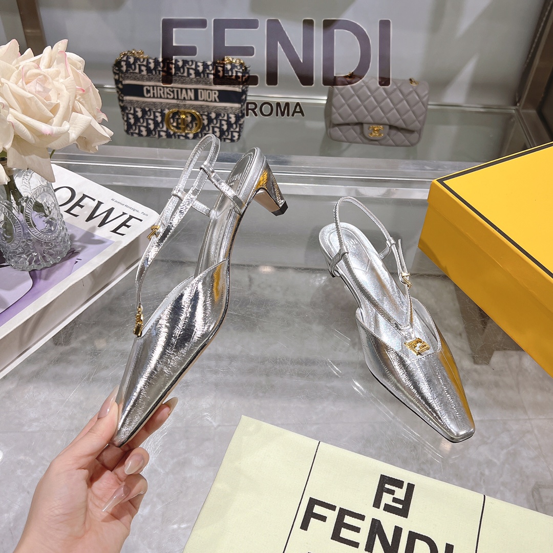 Fendi FFold Square-Toe Slingback Heels in Metallic Eel Skin Leather 6 i1732952478 5211 0