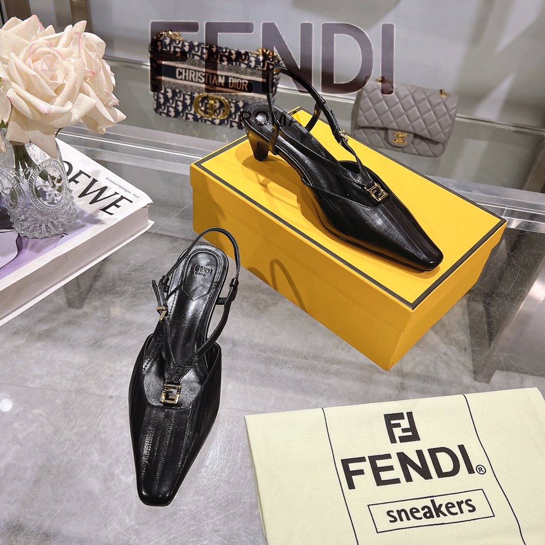 Fendi FFold Square-Toe Eel Skin Slingback Heels - Chic and Comfortable 7 i1732952548 5941 0