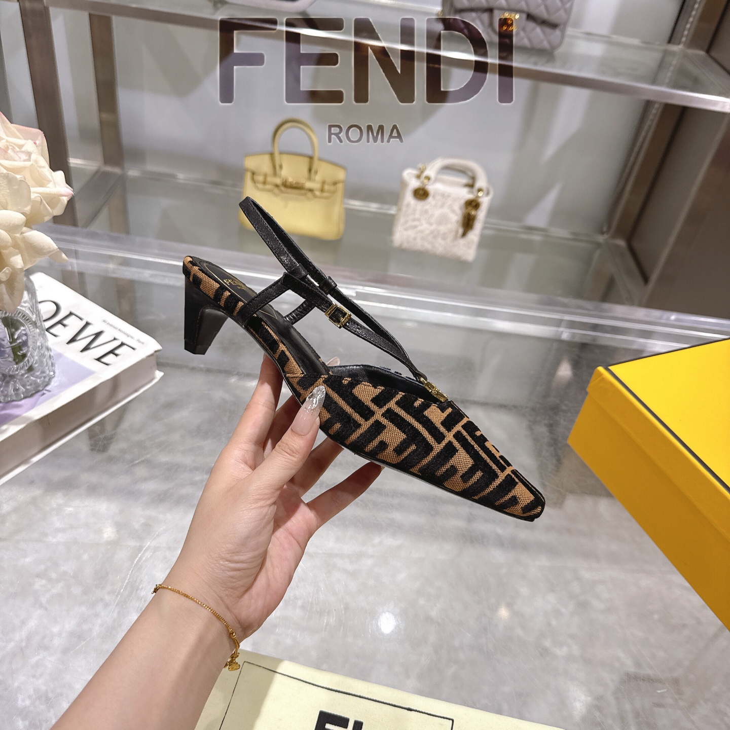 Fendi FFold Square-Toe Slingback Chenille Heels with FF Accent 6 i1743239145179 6515 0 4