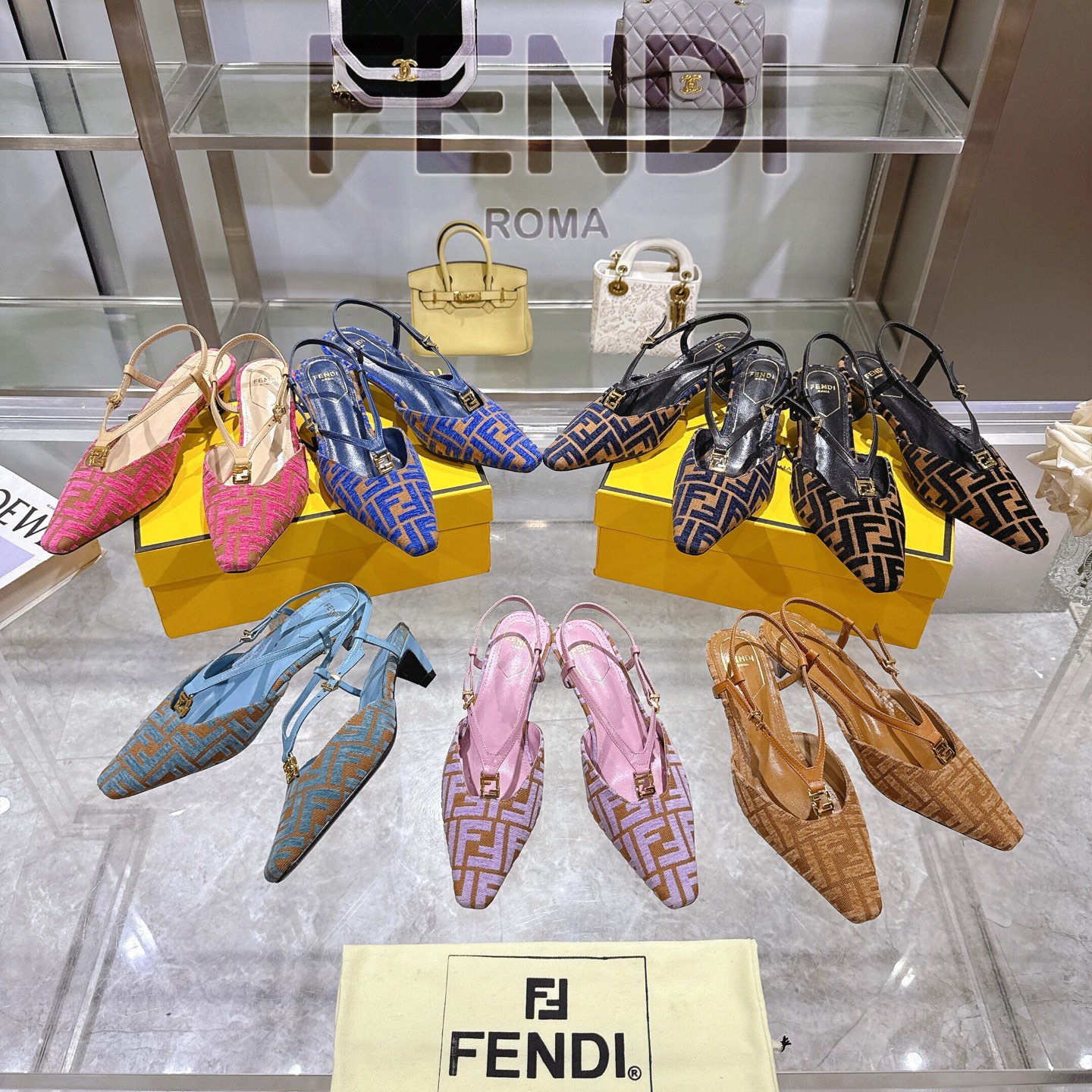 Fendi FFold Square-Toe Slingback Chenille Heels with FF Accent 10 i1743239145180 6735 0 8