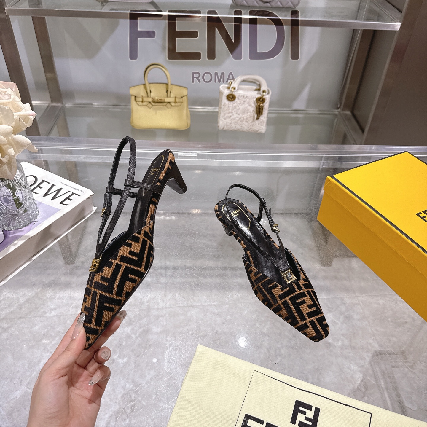 Fendi FFold Square-Toe Slingback Chenille Heels with FF Accent 5 i1743239145181 64 0 3