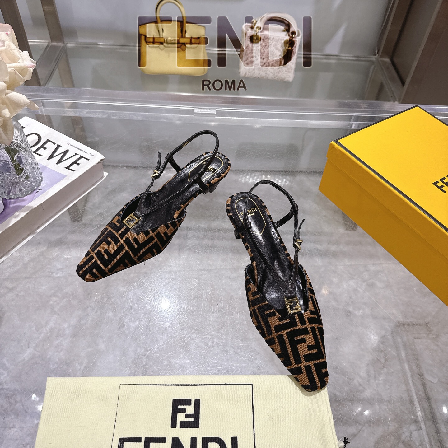 Fendi FFold Square-Toe Slingback Chenille Heels with FF Accent 4 i1743239150542 1579 0 1