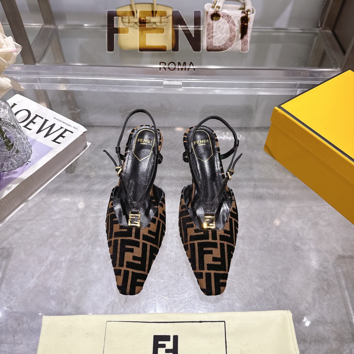 Fendi FFold Square-Toe Slingback Chenille Heels with FF Accent 3 i1743239150960 2211 0 0