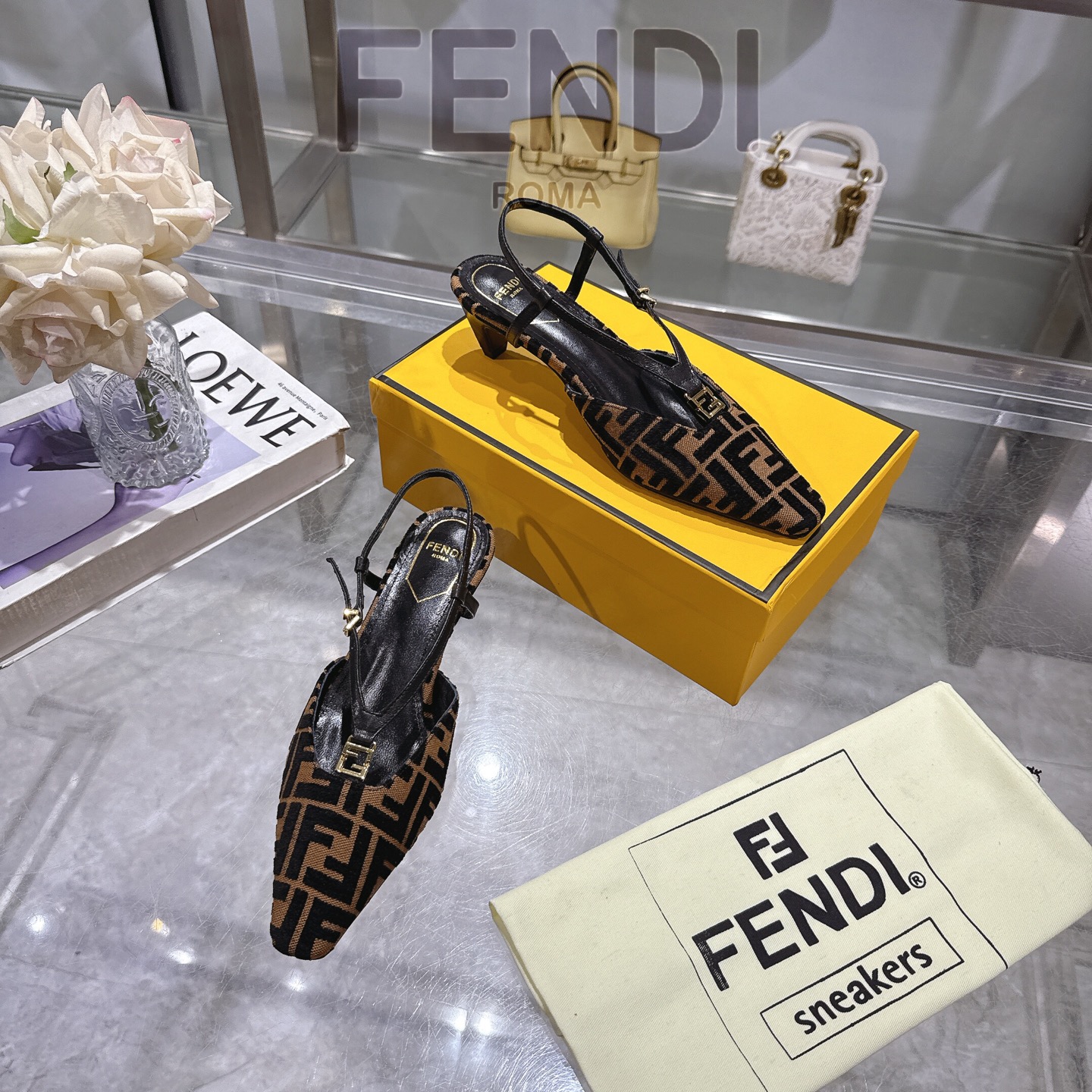 Fendi FFold Square-Toe Slingback Chenille Heels with FF Accent 7 i1743239151395 346 0 5