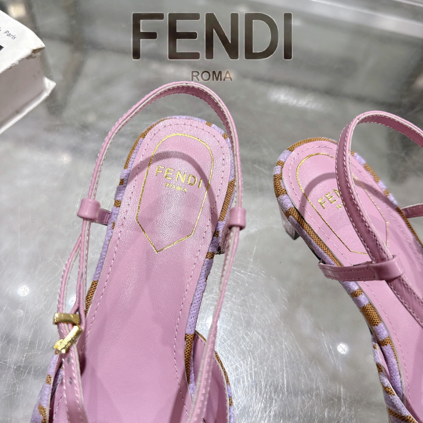 Fendi FFold Square-Toe Chenille Slingback Heels | High-End Designer Sandals 8 i1743239186044 2337 0 5