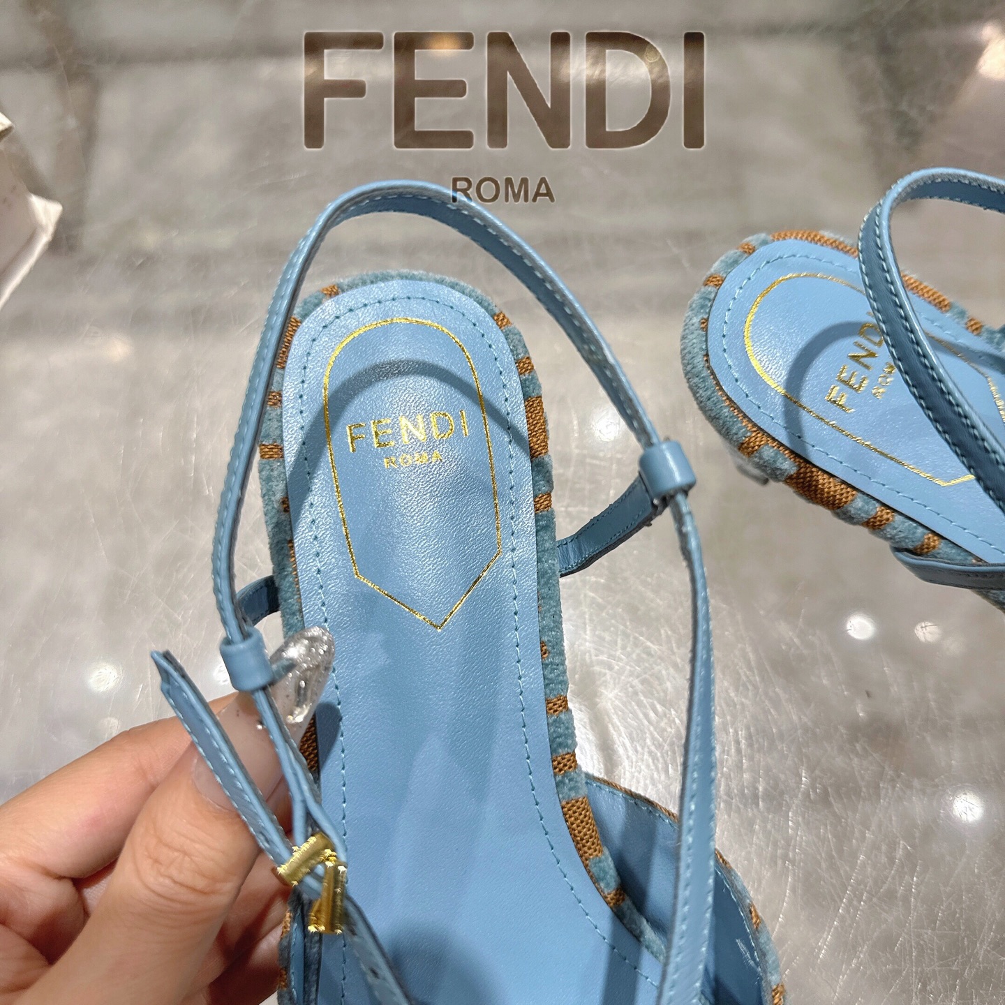 Fendi FFold Square-Toe Chenille Slingback Heels - Stylish & Comfortable 8 i1743239251433 5945 0 6