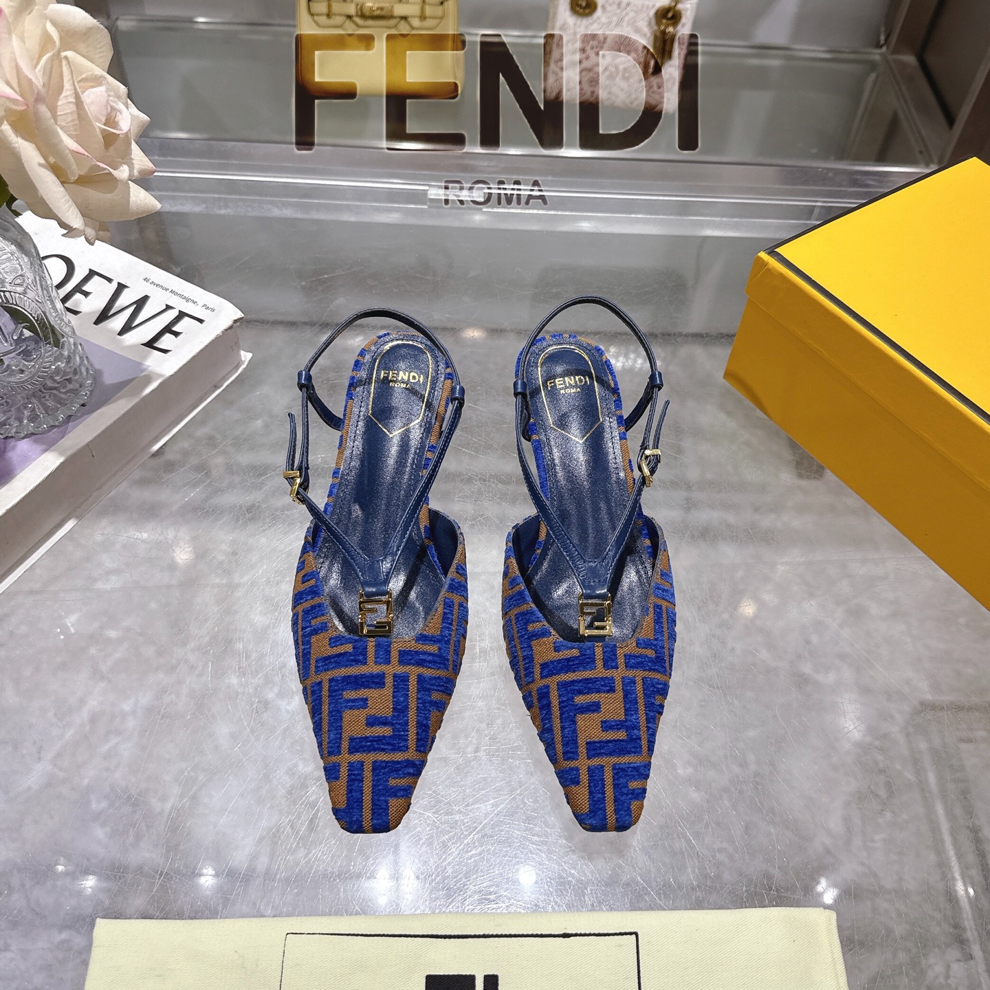 Fendi FFold Chenille Square Toe Slingback Heels with FF Detail 3 i1743239282593 4907 0 0