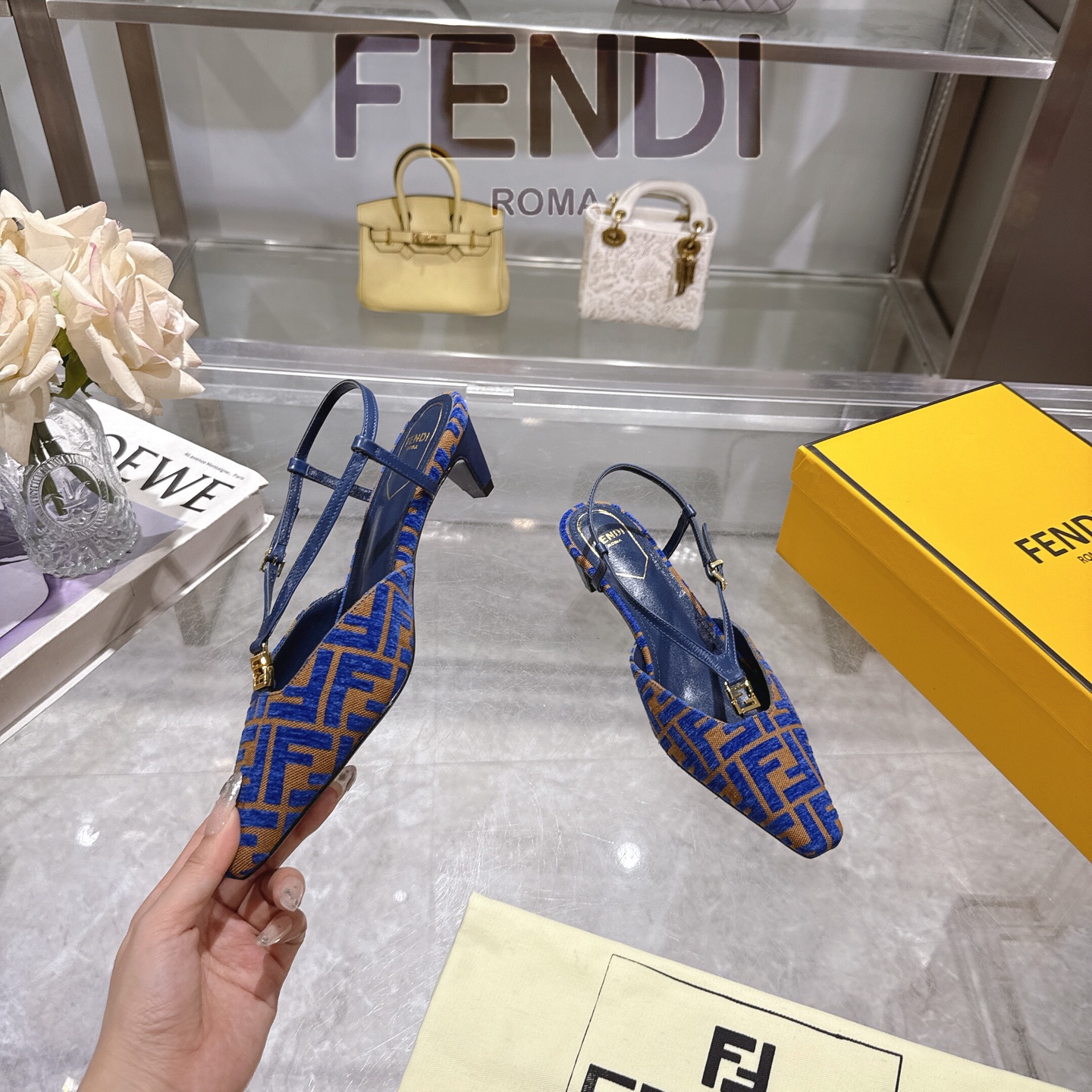 Fendi FFold Chenille Square Toe Slingback Heels with FF Detail 5 i1743239284001 1179 0 3