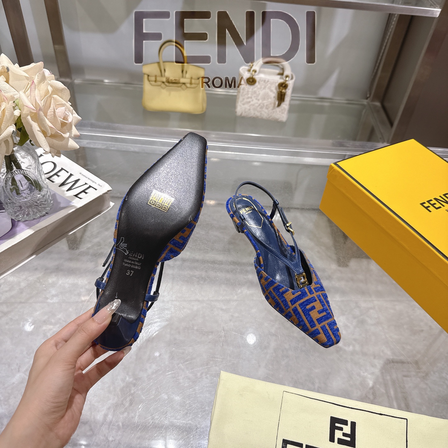 Fendi FFold Chenille Square Toe Slingback Heels with FF Detail 10 i1743239284446 619 0 8
