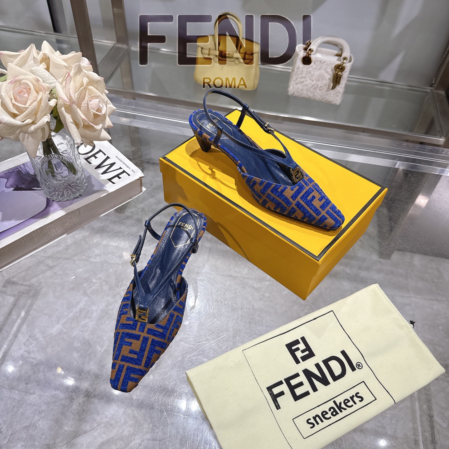 Fendi FFold Chenille Square Toe Slingback Heels with FF Detail 7 i1743239285342 1436 0 5
