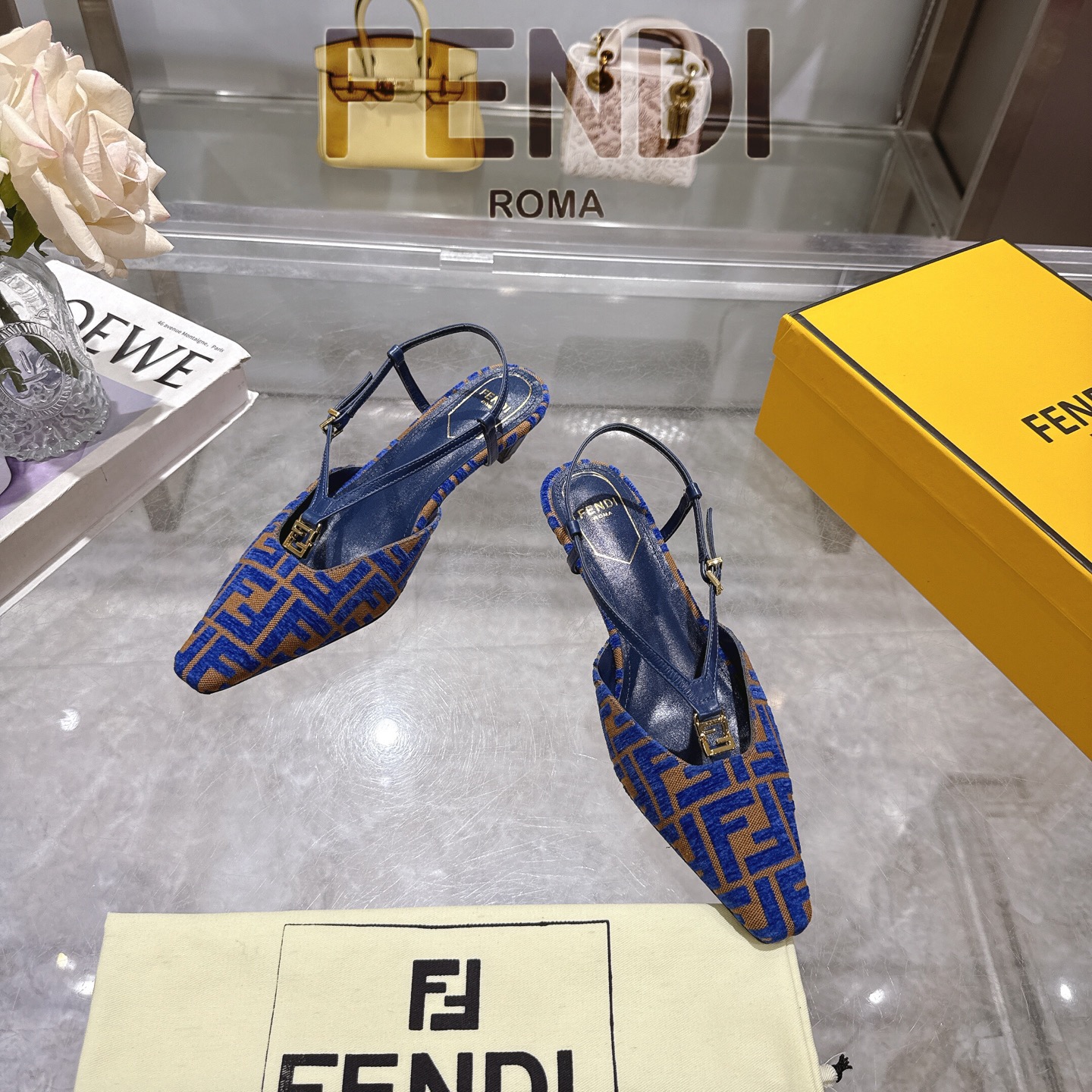 Fendi FFold Chenille Square Toe Slingback Heels with FF Detail 4 i1743239285722 8119 0 1
