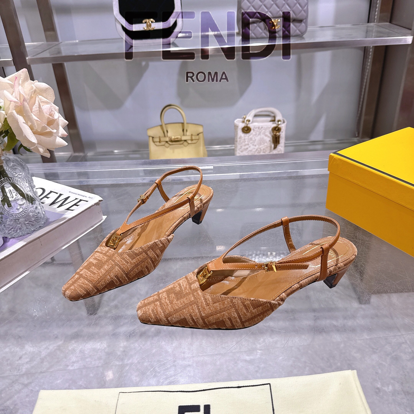 Fendi FFold Chenille Slingback Heels - Square Toe, 5cm Heel Height 2 i1743239345953 1305 0 4