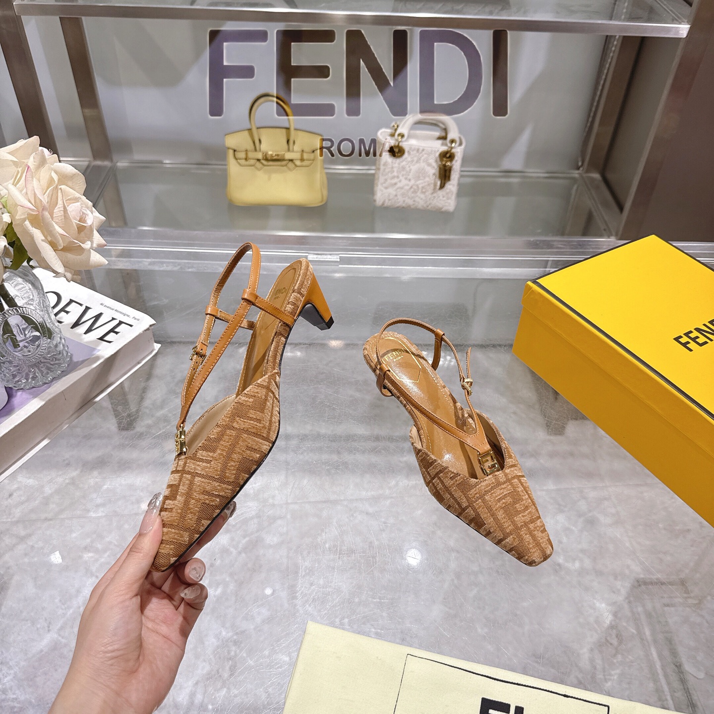 Fendi FFold Chenille Slingback Heels - Square Toe, 5cm Heel Height 3 i1743239347314 185 0 2