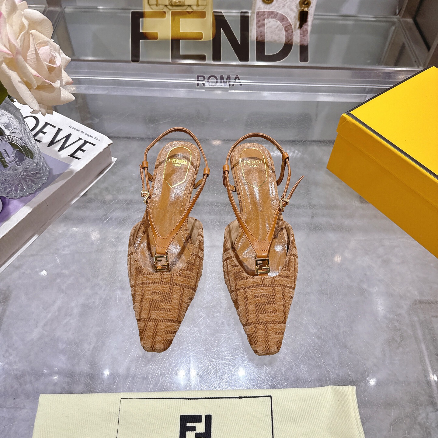 Fendi FFold Chenille Slingback Heels - Square Toe, 5cm Heel Height 5 i1743239347706 8195 0 0