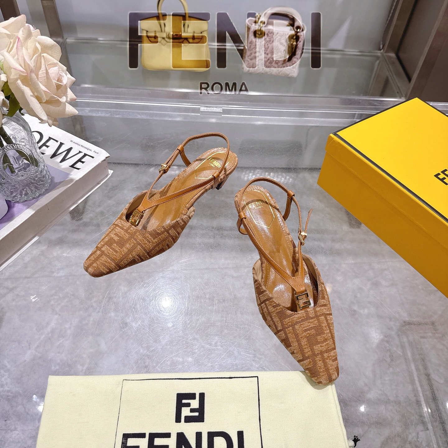 Fendi FFold Chenille Slingback Heels - Square Toe, 5cm Heel Height 6 i1743239348092 1358 0 1