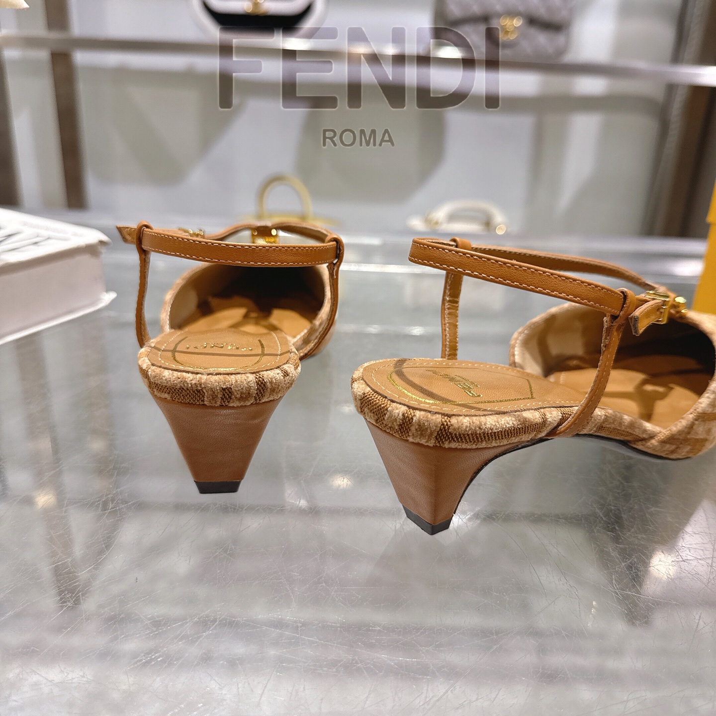 Fendi FFold Chenille Slingback Heels - Square Toe, 5cm Heel Height 8 i1743239349491 3350 0 6