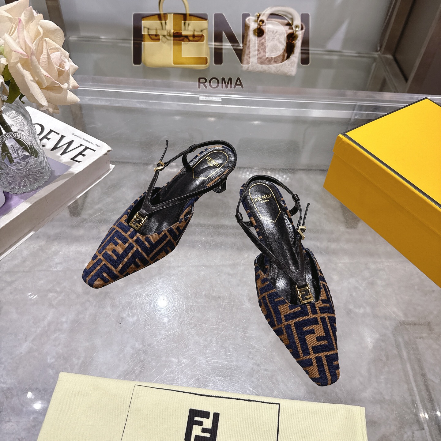 Fendi FFold Square-Toe Chenille Slingback Heels, Designer Style 4 i1743239378744 4489 0 1