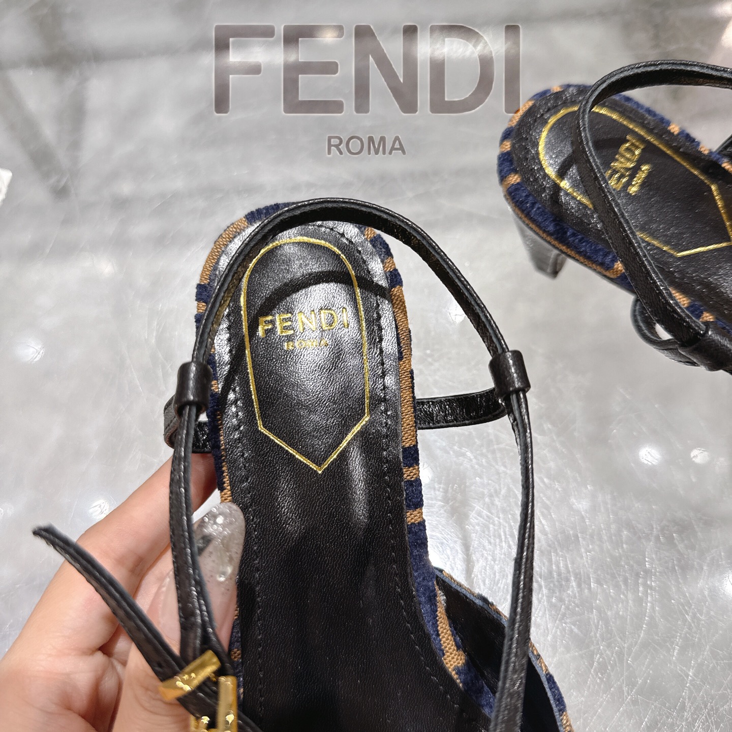 Fendi FFold Square-Toe Chenille Slingback Heels, Designer Style 8 i1743239379986 1726 0 6
