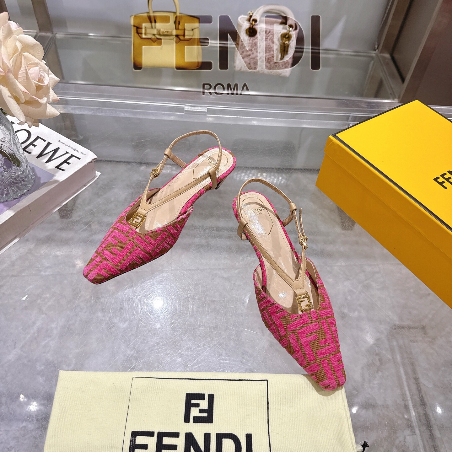 Fendi FFold Square-Toe Chenille Slingback Heels with FF Hardware 4 i1743239409624 8351 0 1