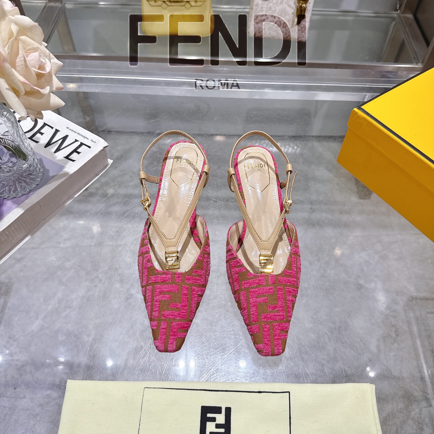 Fendi FFold Square-Toe Chenille Slingback Heels with FF Hardware 3 i1743239410851 9953 0 0