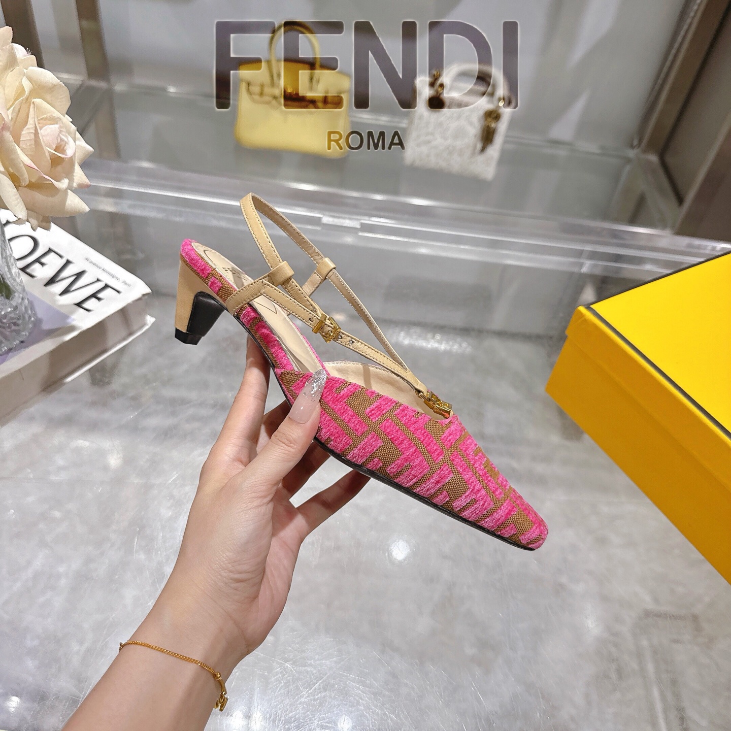 Fendi FFold Square-Toe Chenille Slingback Heels with FF Hardware 7 i1743239412205 4501 0 5