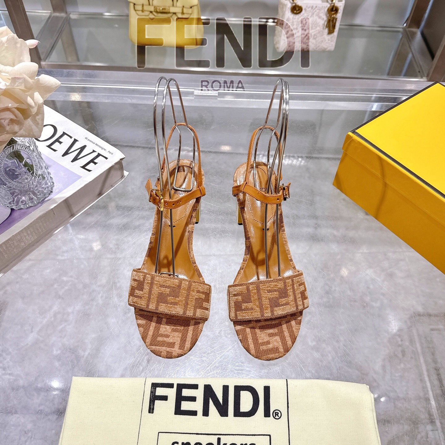 Fendi Delfina Ankle Strap Heeled Sandal with FF Detail - Designer Shoes 3 i1743601649750 1809 0 0