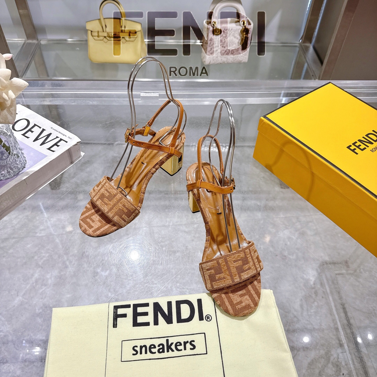 Fendi Delfina Ankle Strap Heeled Sandal with FF Detail - Designer Shoes 4 i1743601650538 2308 0 1