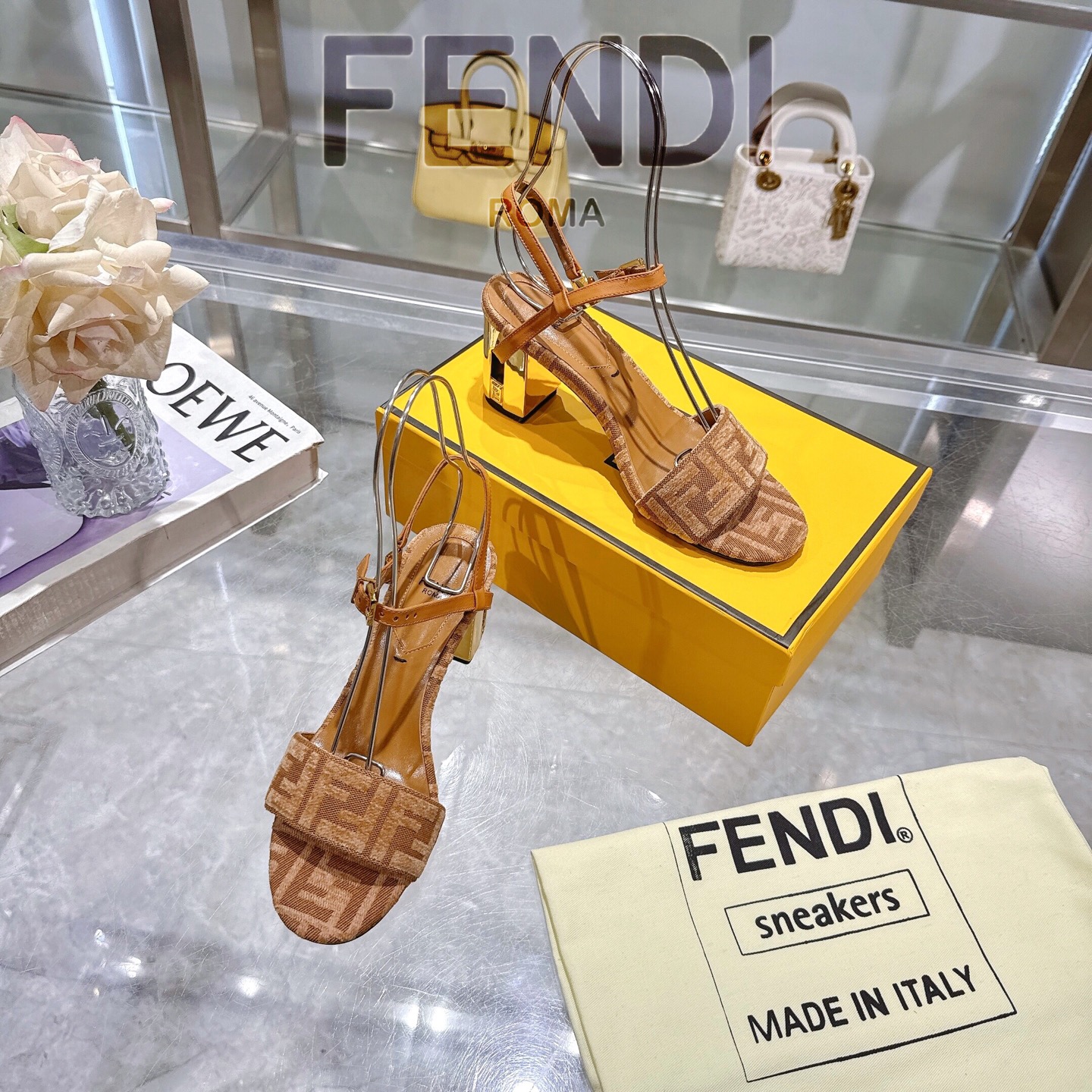 Fendi Delfina Ankle Strap Heeled Sandal with FF Detail - Designer Shoes 6 i1743601650938 6998 0 5
