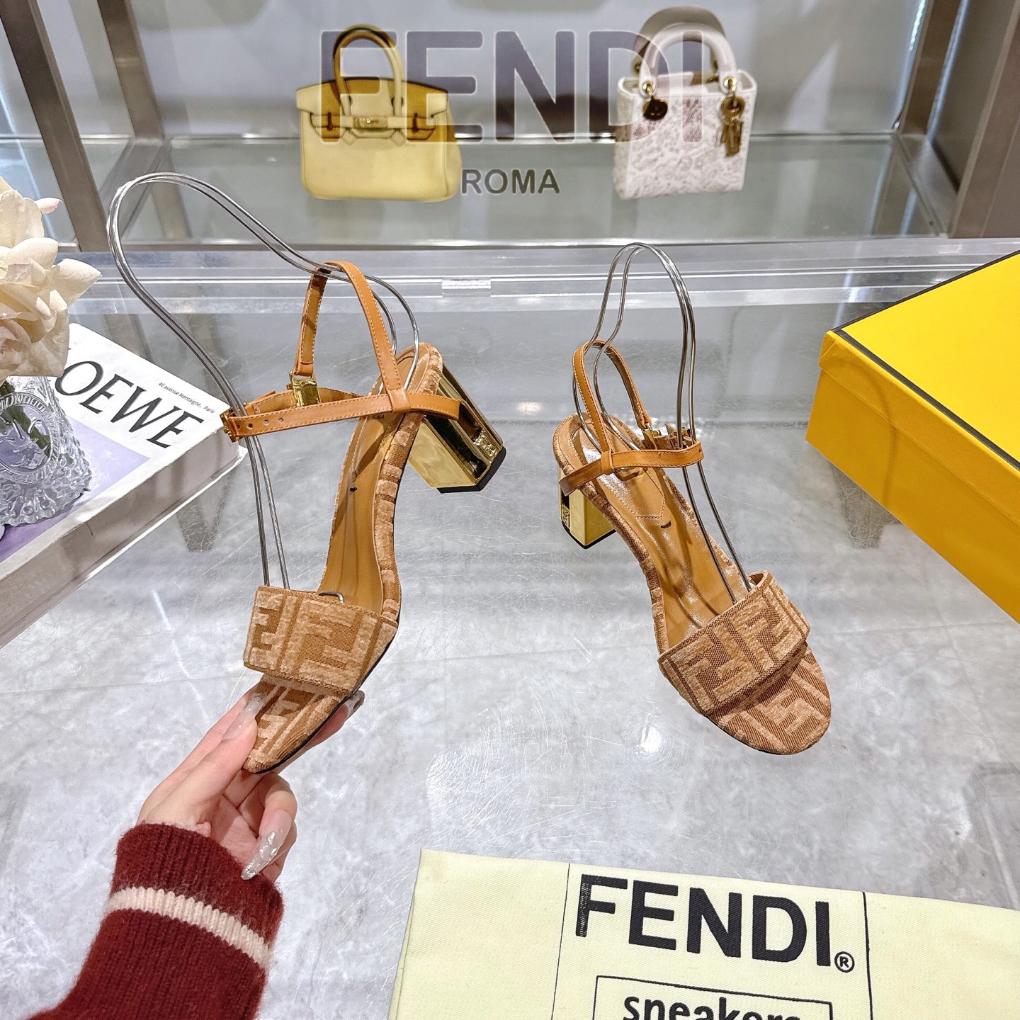Fendi Delfina Ankle Strap Heeled Sandal with FF Detail - Designer Shoes 7 i1743601652402 1945 0 3