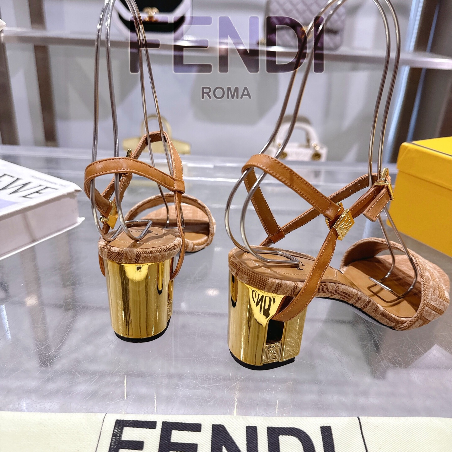 Fendi Delfina Ankle Strap Heeled Sandal with FF Detail - Designer Shoes 10 i1743601652847 2339 0 8