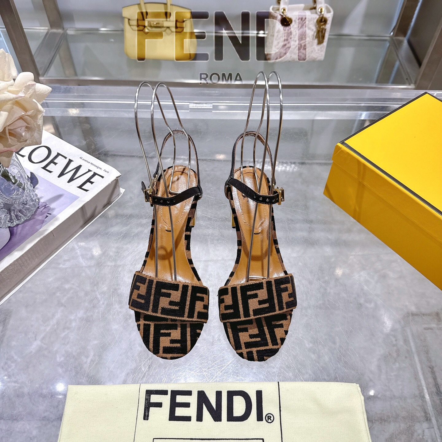 Fendi Delfina Ankle Strap Heeled Sandals with FF Logo and Metallic Heel 3 i1743601841446 3348 0 0