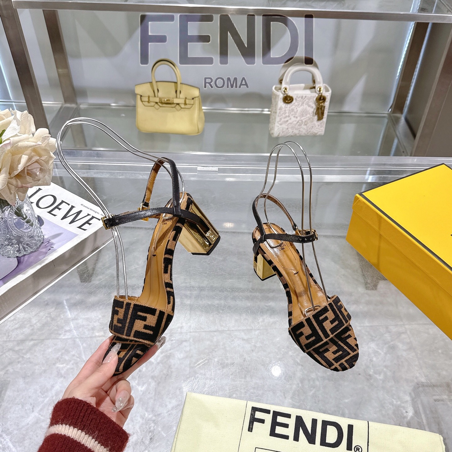 Fendi Delfina Ankle Strap Heeled Sandals with FF Logo and Metallic Heel 6 i1743601841893 1523 0 3