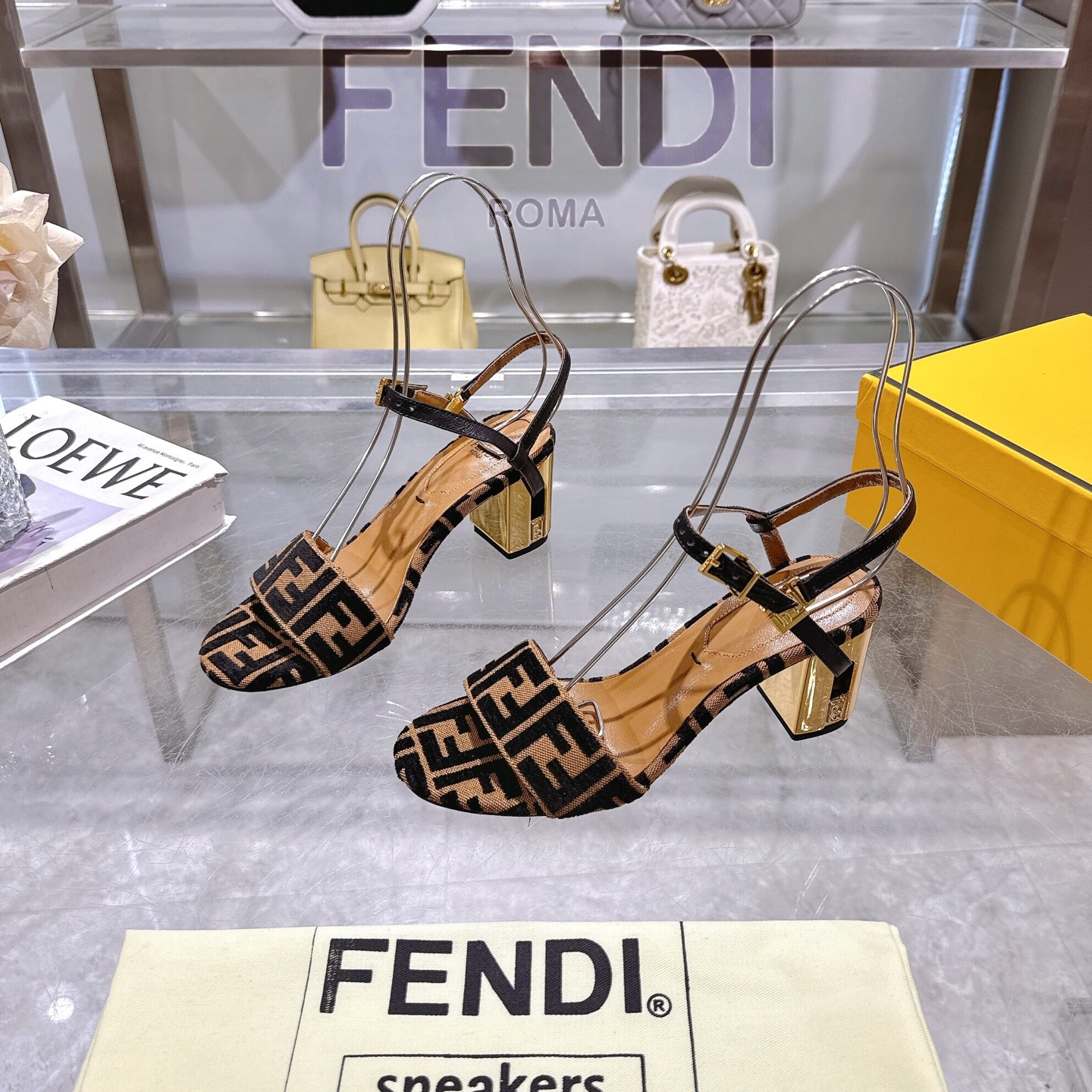 Fendi Delfina Ankle Strap Heeled Sandals with FF Logo and Metallic Heel 5 i1743601842919 8484 0 2
