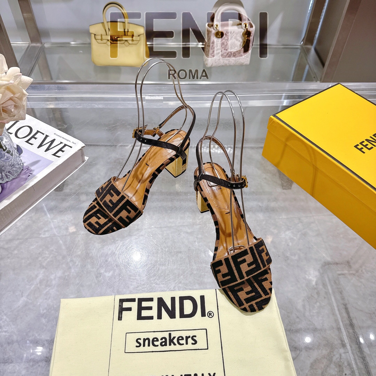 Fendi Delfina Ankle Strap Heeled Sandals with FF Logo and Metallic Heel 4 i1743601844109 1195 0 1