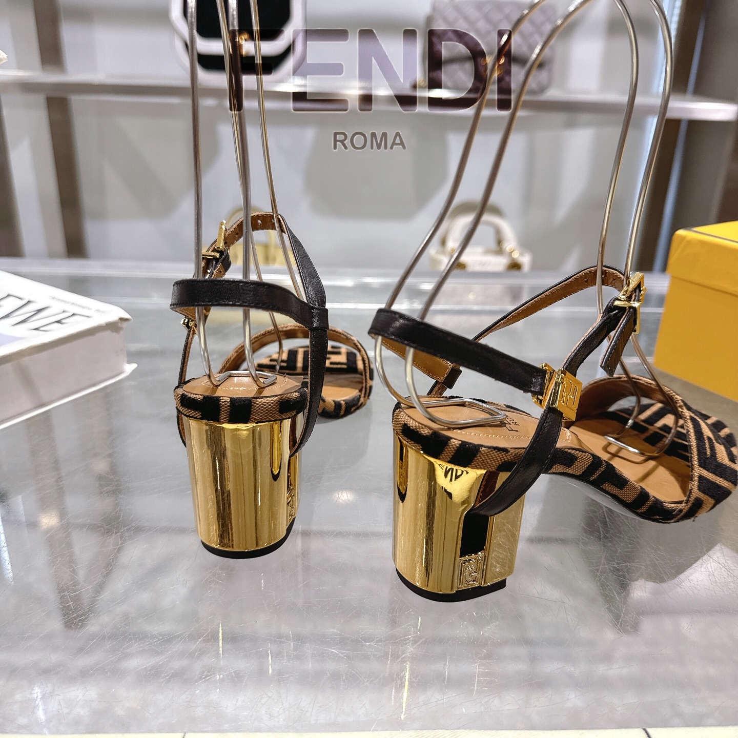 Fendi Delfina Ankle Strap Heeled Sandals with FF Logo and Metallic Heel 8 i1743601844628 7947 0 6