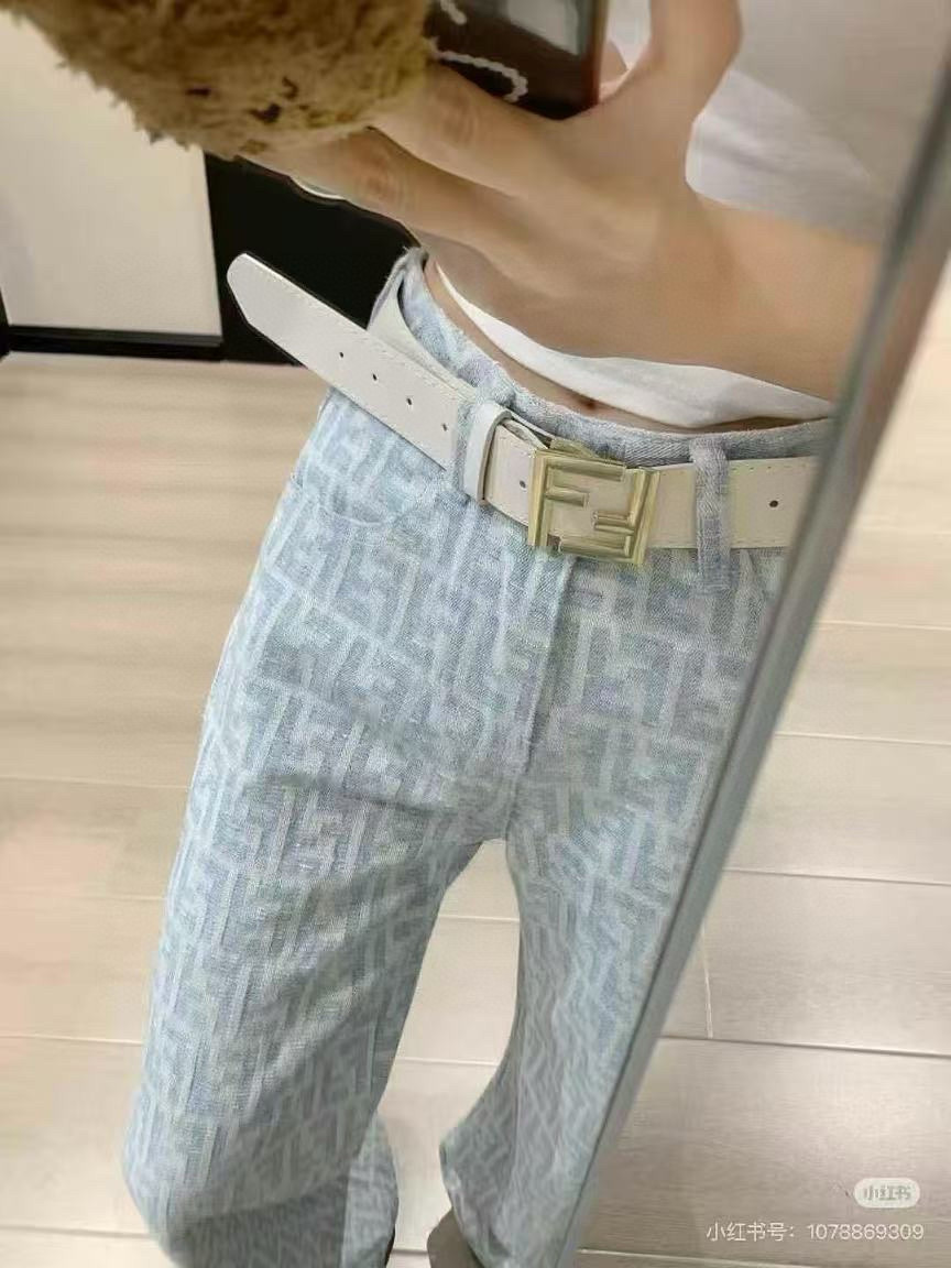 Fendi Logo Jeans with Belt - Straight Leg, Slimming Fit, Size S-L