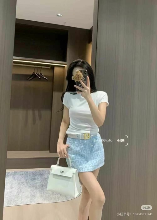 Fendi Logo Denim Skirt with Belt, Slim Fit, Sizes S-L 1 Fendi Logo Denim Skirt with Belt, Slim Fit, Sizes S-L