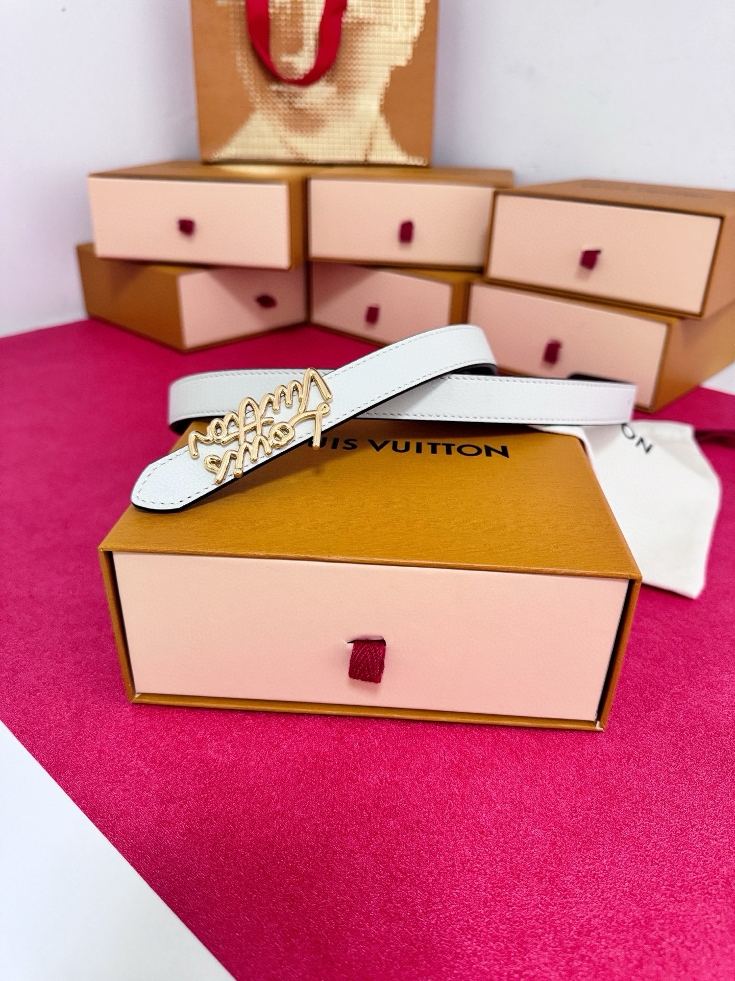 Louis Vuitton 宽度：𝟮 𝟬𝗰𝗺 LV « 配全套 原包装 » 进口 PVC拼小牛皮+精品纯铜扣 开模板正货代购级 细节做工 完美一致 高品质质量