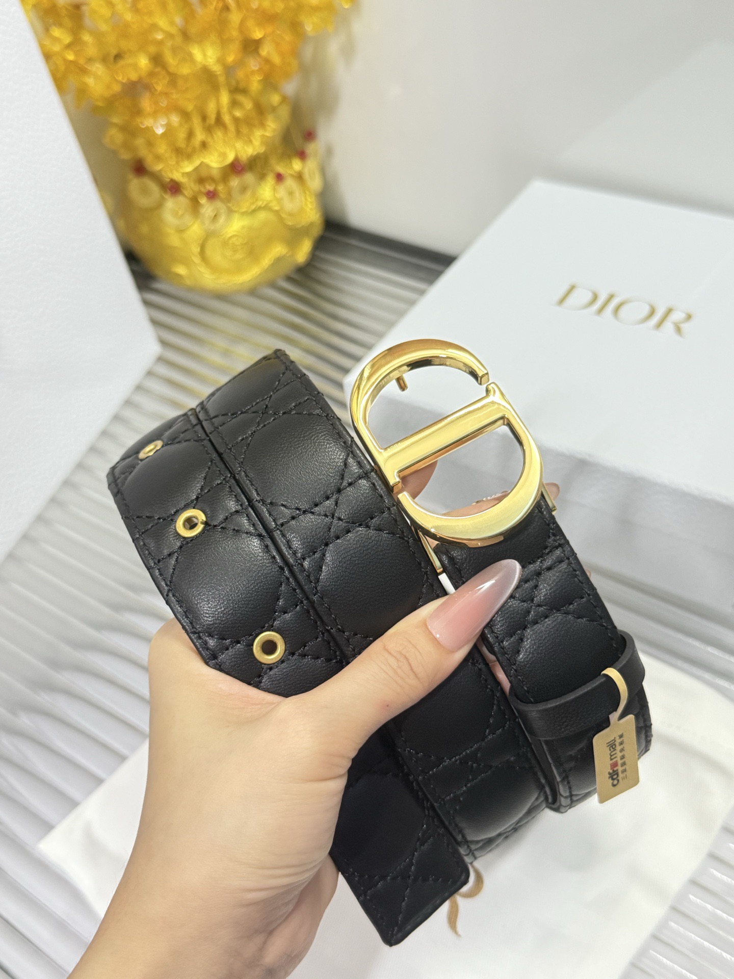 Dior 宽度：𝟯.𝟬𝗰𝗺 迪奥 Dior « 配全套 原包装 » 进口 小羊皮/皮质柔软舒适+精品纯铜扣