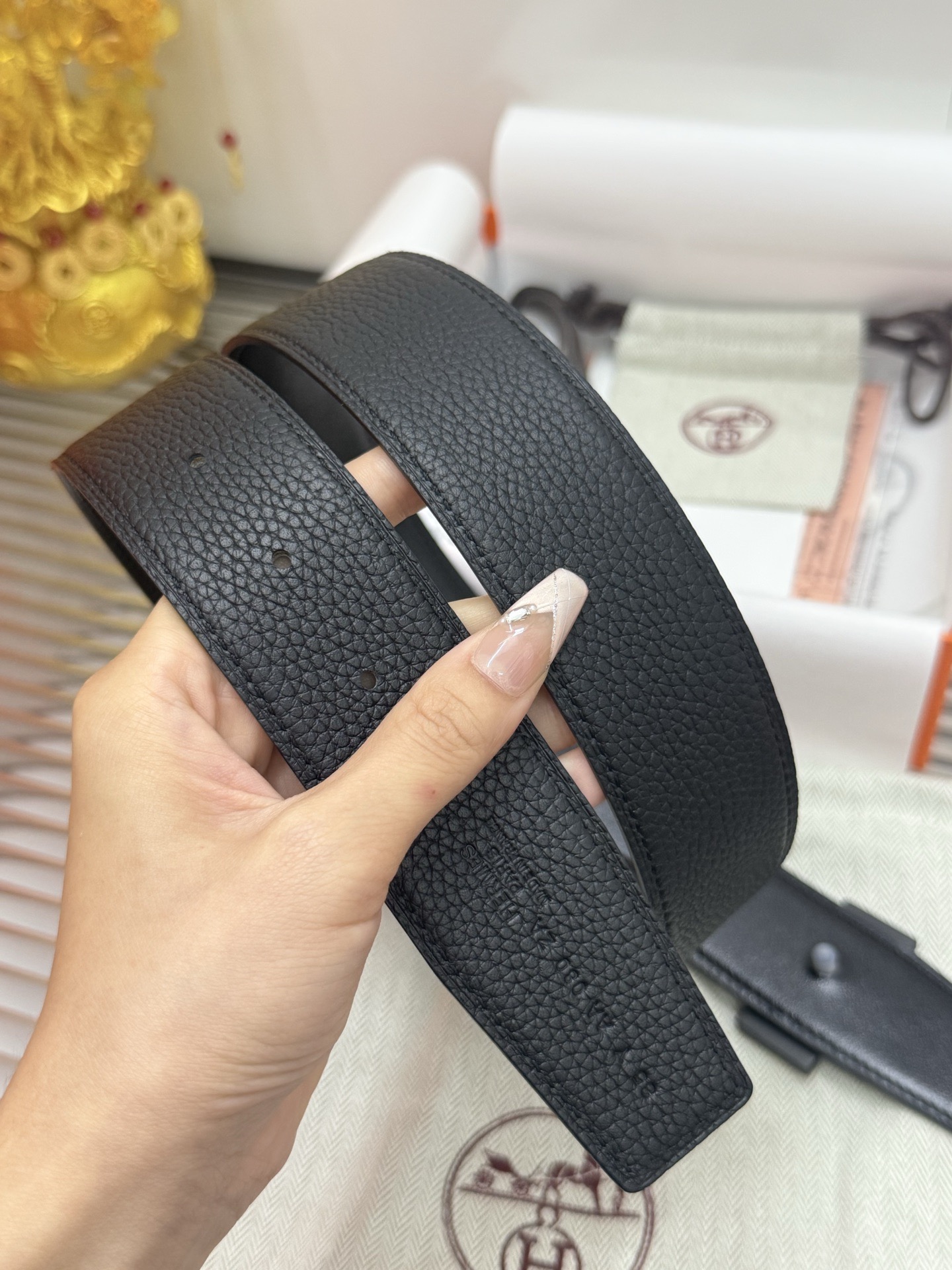Hermès 宽度：𝟯 𝟴𝗰𝗺 爱马仕 Hermès « 配全套 原包装 » 双面可使用 进口𝐓𝐎𝐆𝐎小牛皮+精品纯钢五金扣