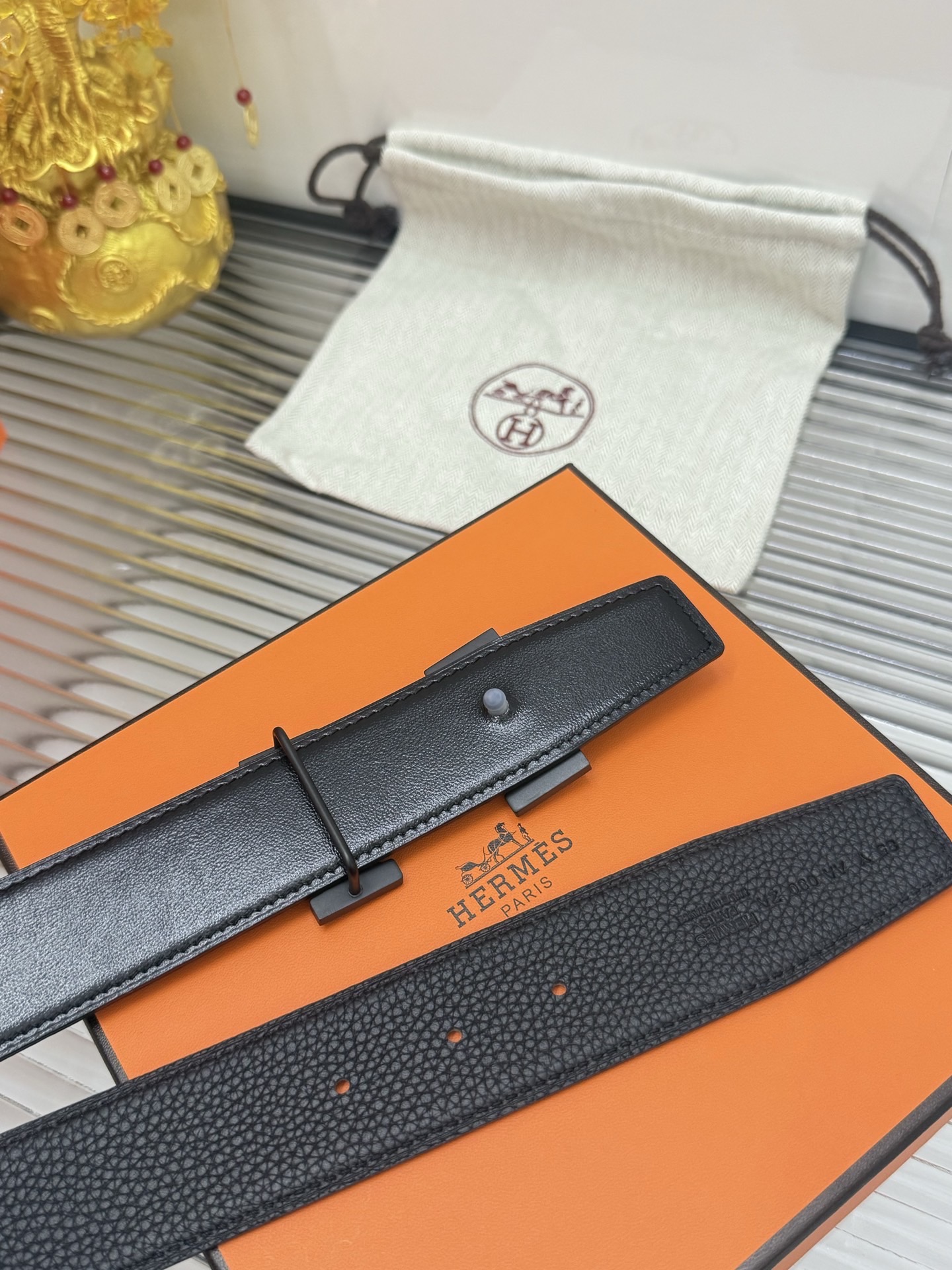 Hermès 宽度：𝟯 𝟴𝗰𝗺 爱马仕 Hermès « 配全套 原包装 » 双面可使用 进口𝐓𝐎𝐆𝐎小牛皮+精品纯钢五金扣