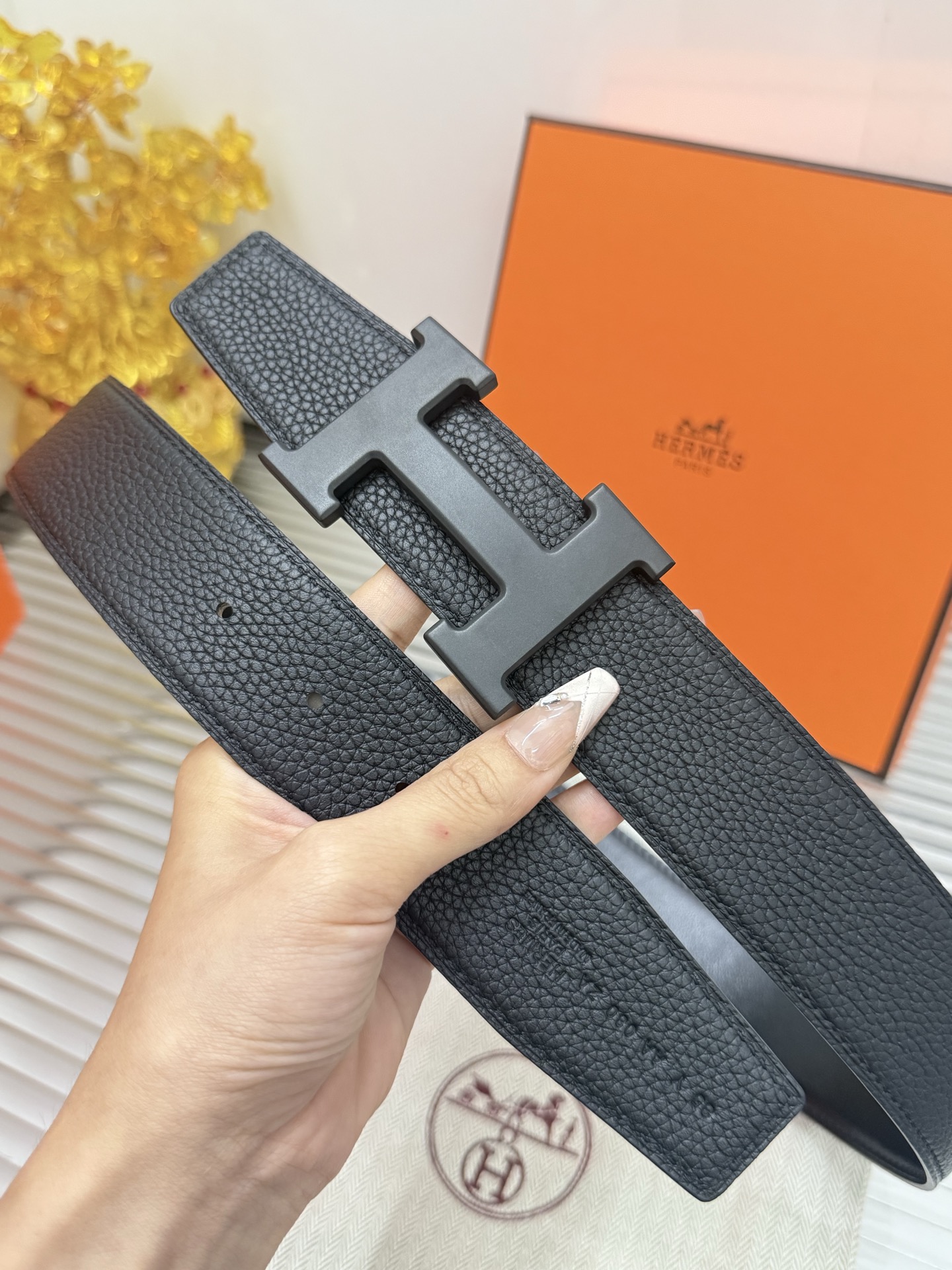 Hermès 宽度：𝟯 𝟴𝗰𝗺 爱马仕 Hermès « 配全套 原包装 » 双面可使用 进口𝐓𝐎𝐆𝐎小牛皮+精品纯钢五金扣