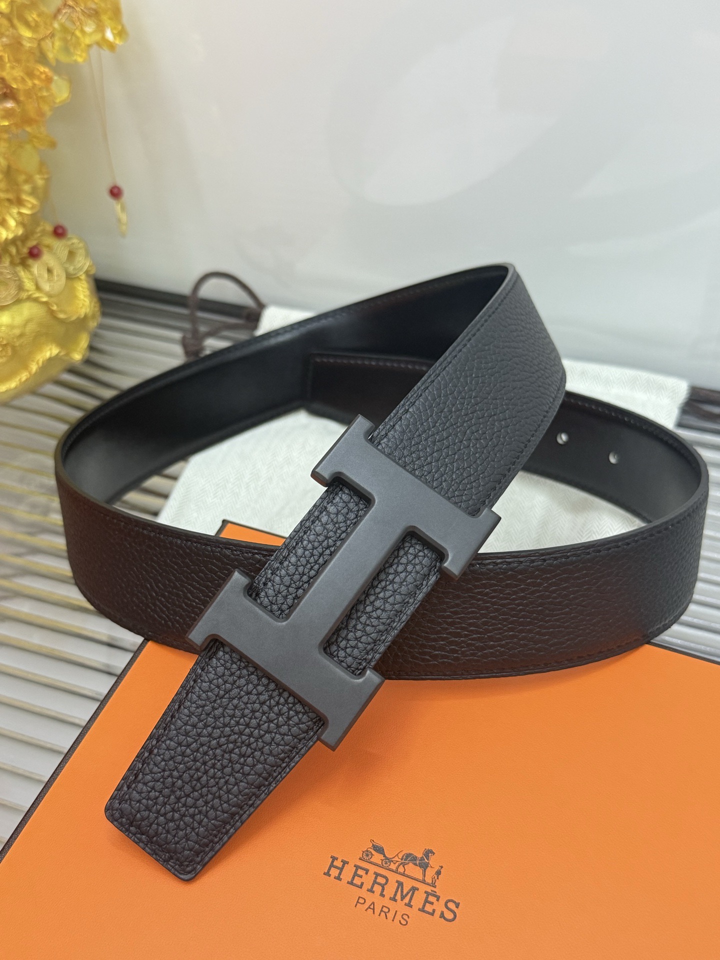 Hermès 宽度：𝟯 𝟴𝗰𝗺 爱马仕 Hermès « 配全套 原包装 » 双面可使用 进口𝐓𝐎𝐆𝐎小牛皮+精品纯钢五金扣