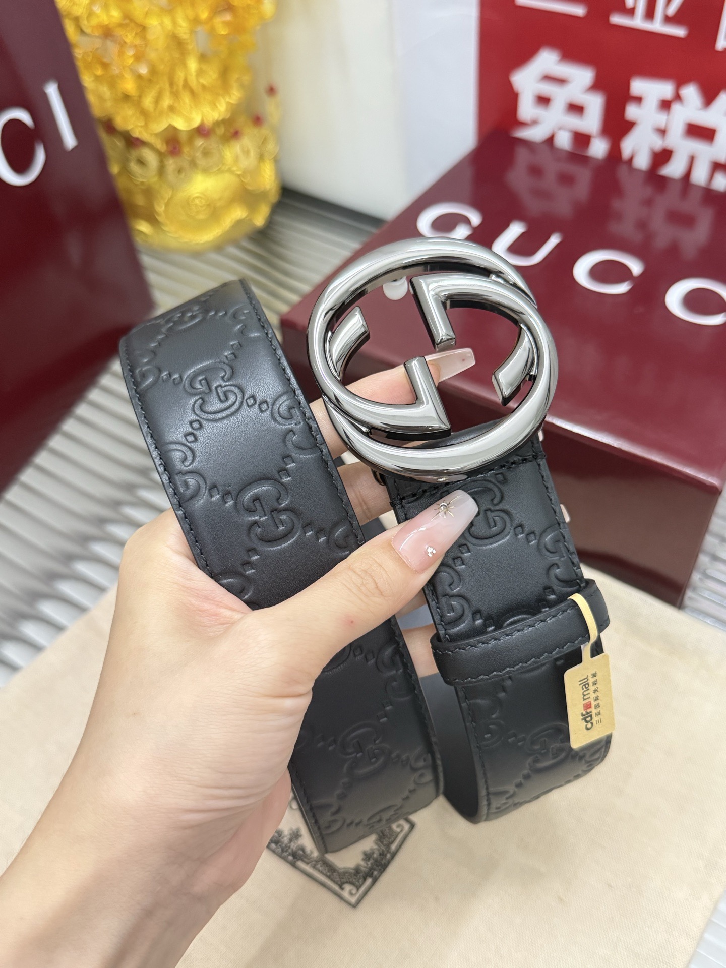 Gucci 宽度：𝟰 𝟬𝗰𝗺 古驰 Gucci « 配全套 原包装 » 压花 上新 进口小牛皮/皮质经久耐用+精品纯铜