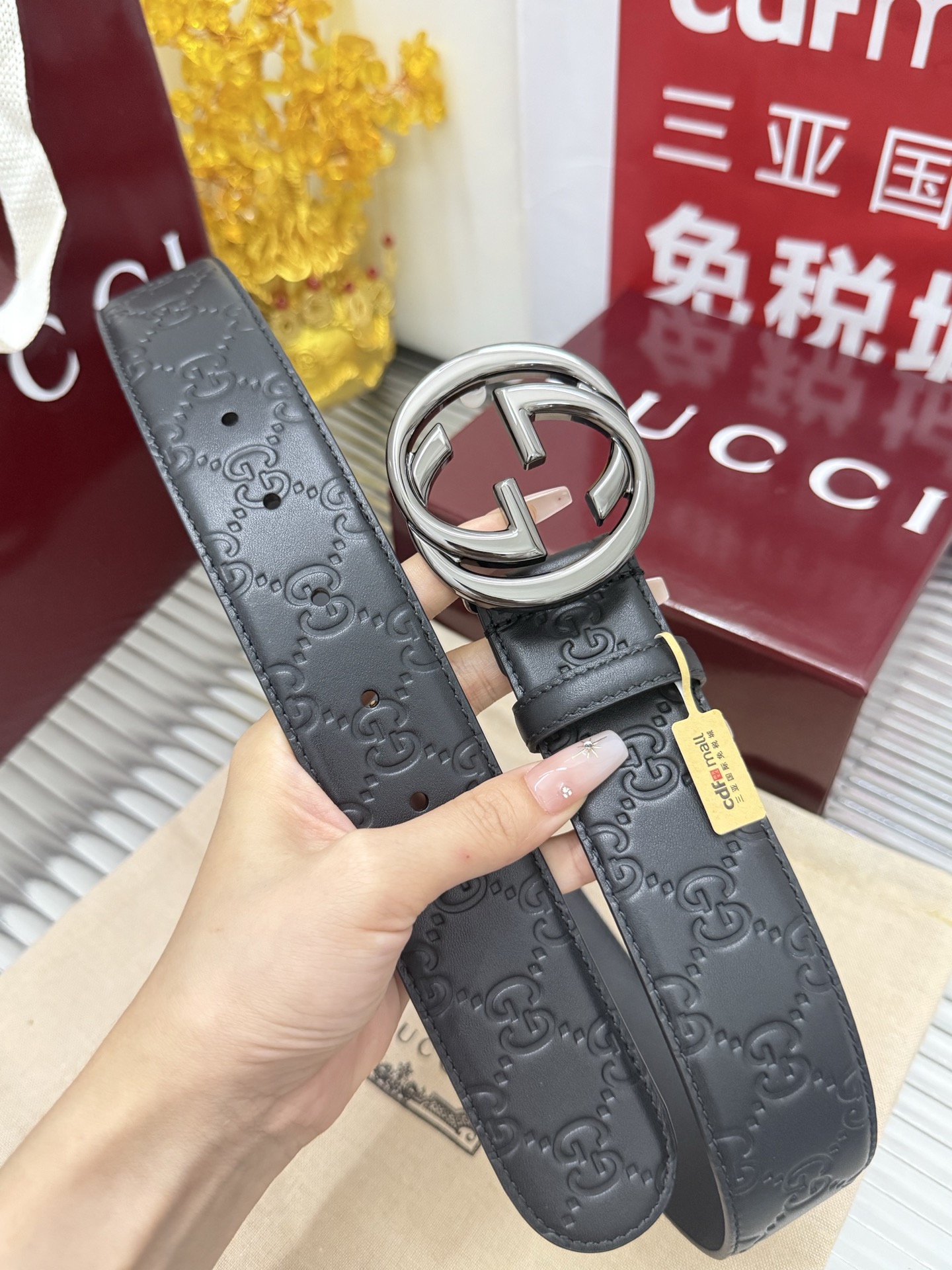 Gucci 宽度：𝟰 𝟬𝗰𝗺 古驰 Gucci « 配全套 原包装 » 压花 上新 进口小牛皮/皮质经久耐用+精品纯铜